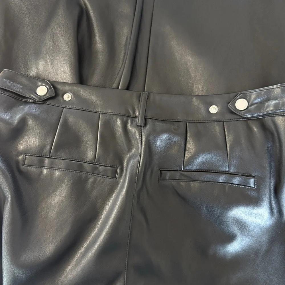 Avec Les Filles Black‎ Leather Dress Pants NWT